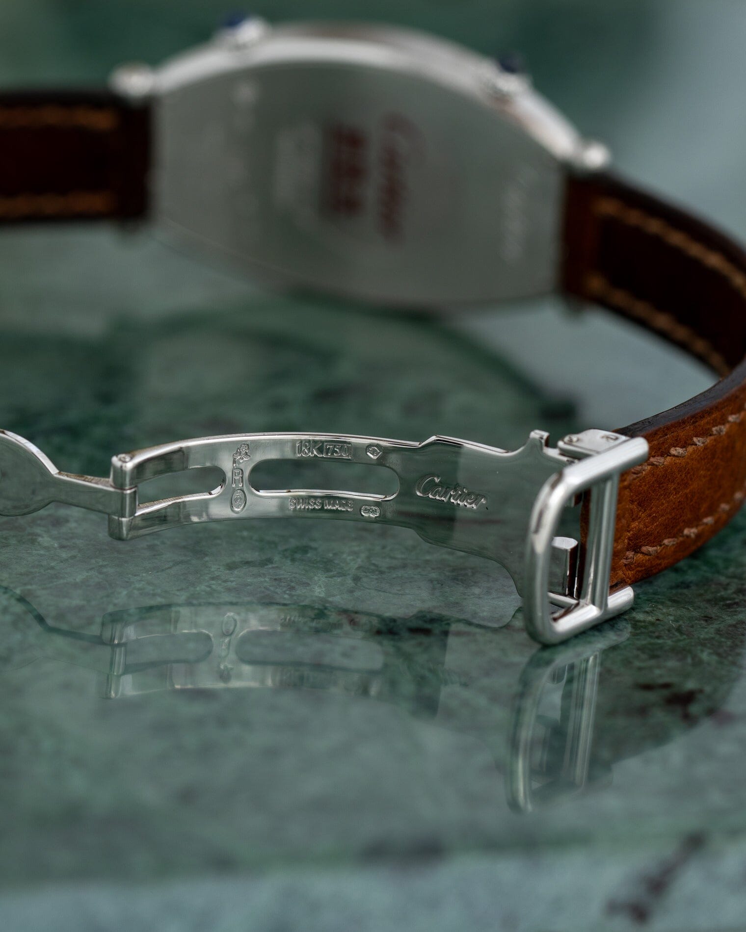 Cartier Tonneau 2459D Dual Time WG CPCP Watch CARTIER