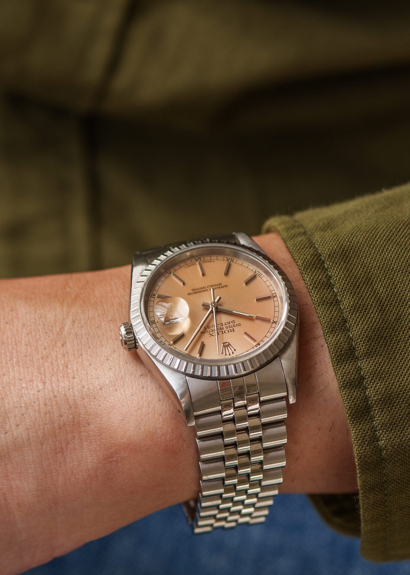 ロレックス デイトジャスト 16220 シルバーパティナダイアル Watch ROLEX