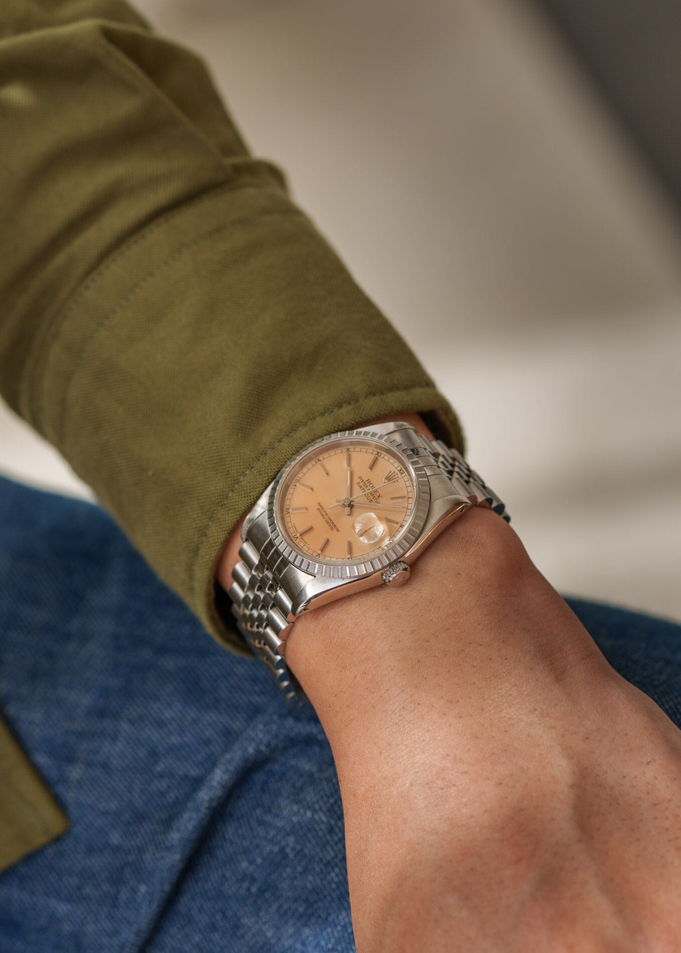 ロレックス デイトジャスト 16220 シルバーパティナダイアル Watch ROLEX