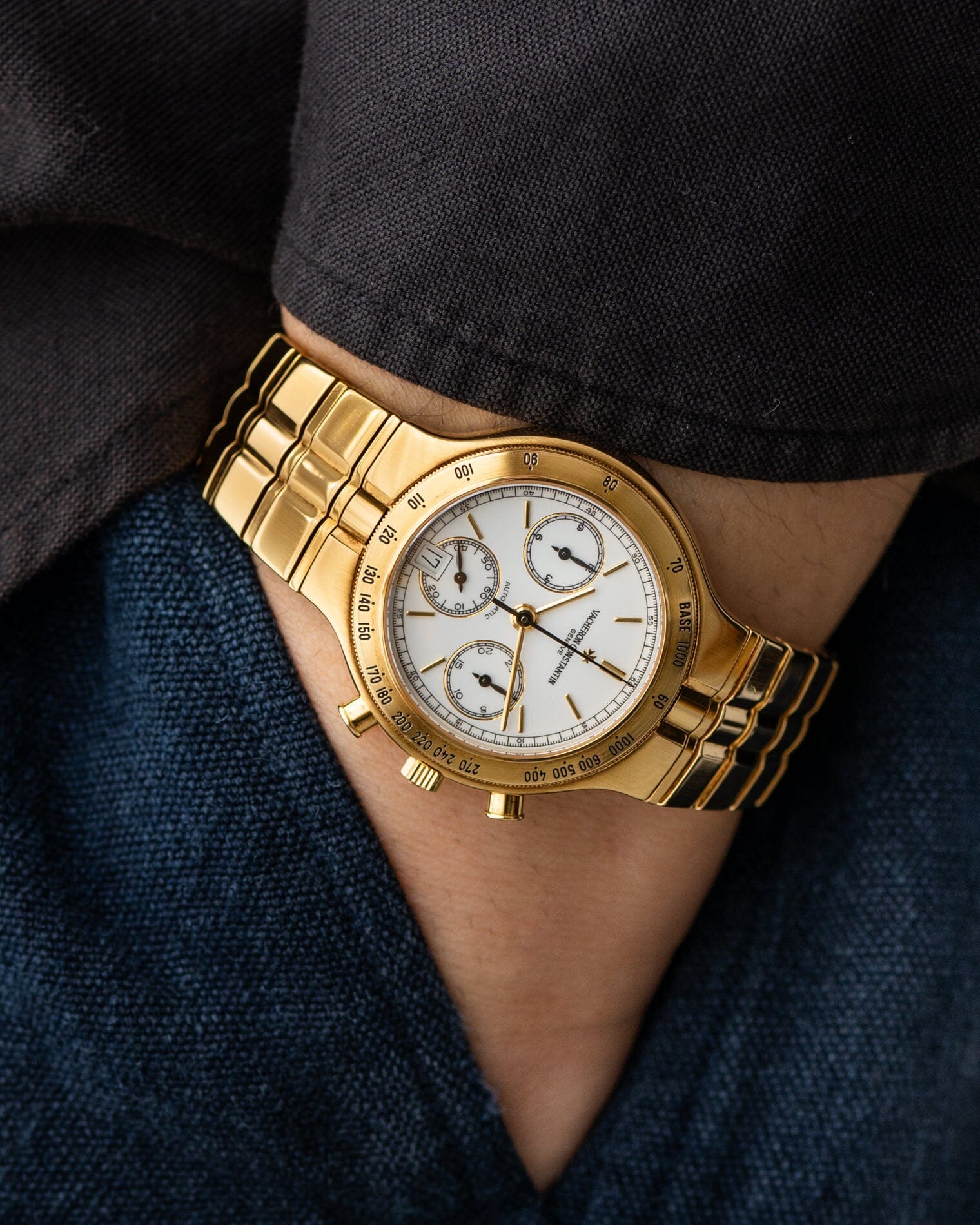 Vacheron Constantin フィディアス 49001 YG クロノグラフ ホワイトエナメルダイアル Watch VACHERON CONSTANTIN