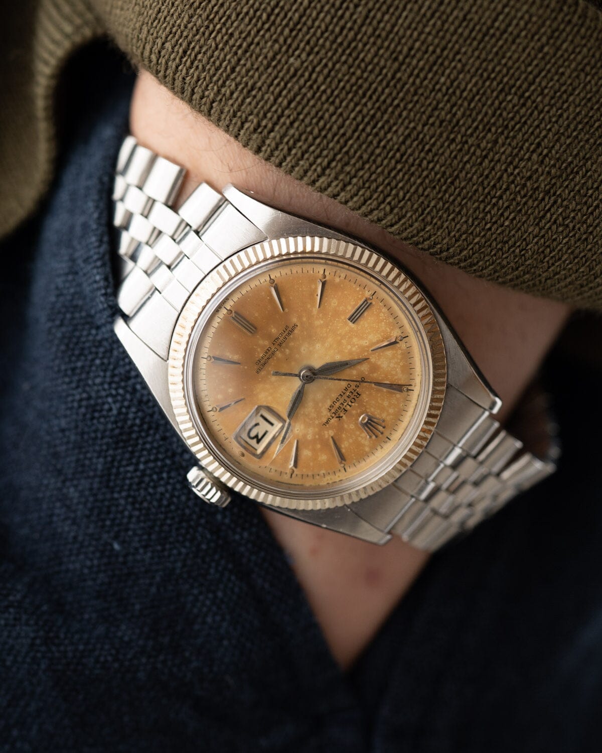 Rolex Datejust 6605 Silver Patina Dial Watch ROLEX