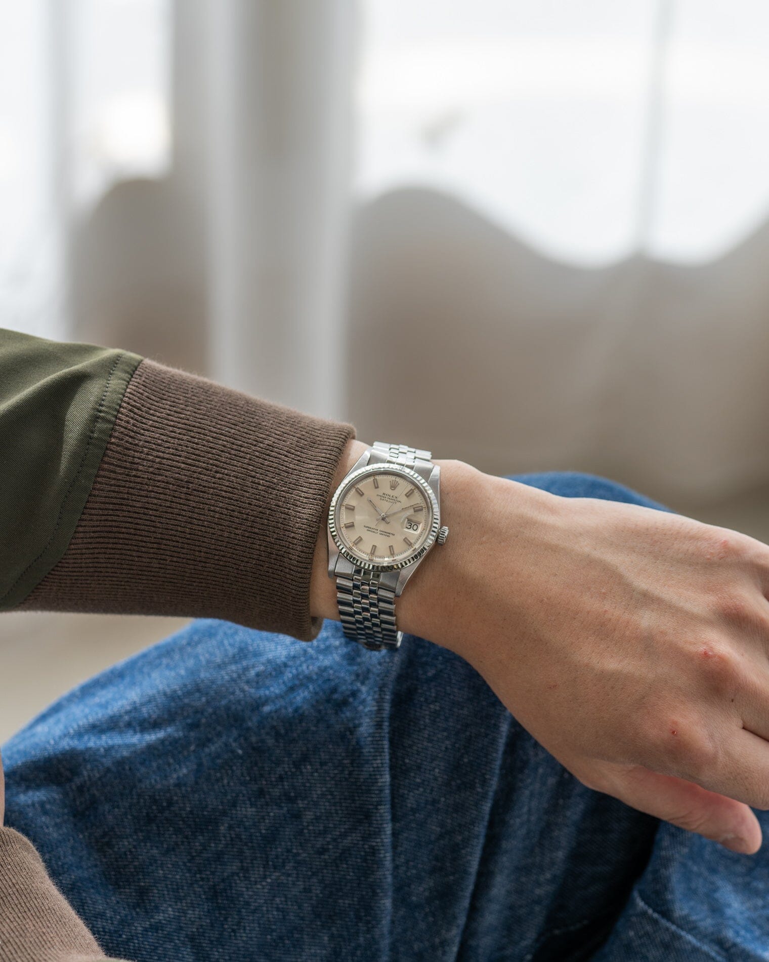 Rolex デイトジャスト 1601 シルバー "Singer Block" Watch ROLEX