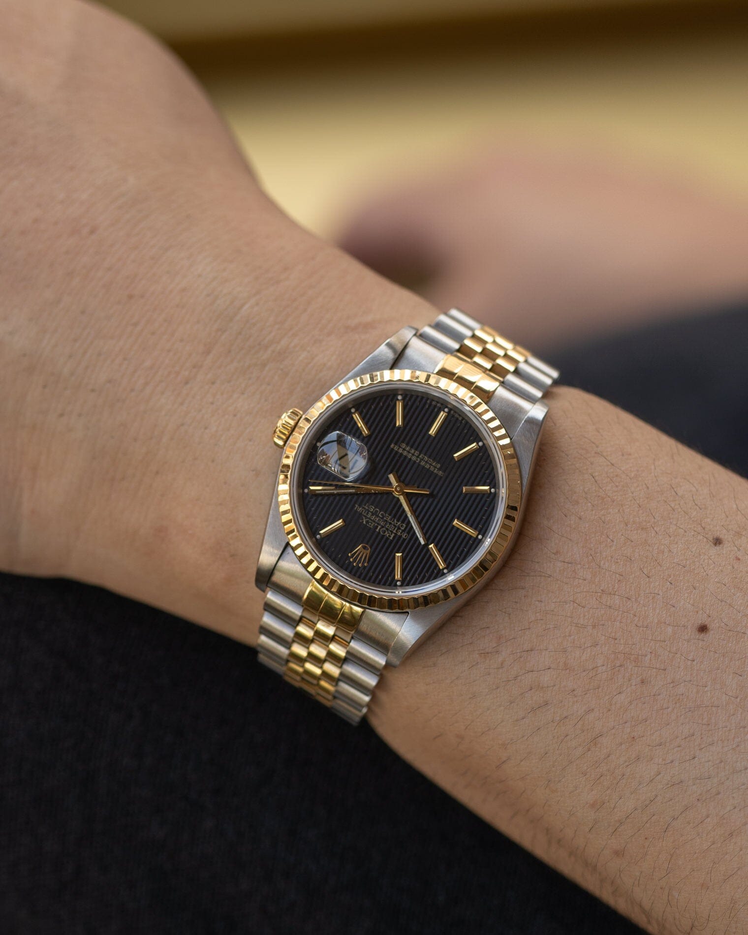 Rolex デイトジャスト 16233 ブラックタペストリーダイアル Watch ROLEX