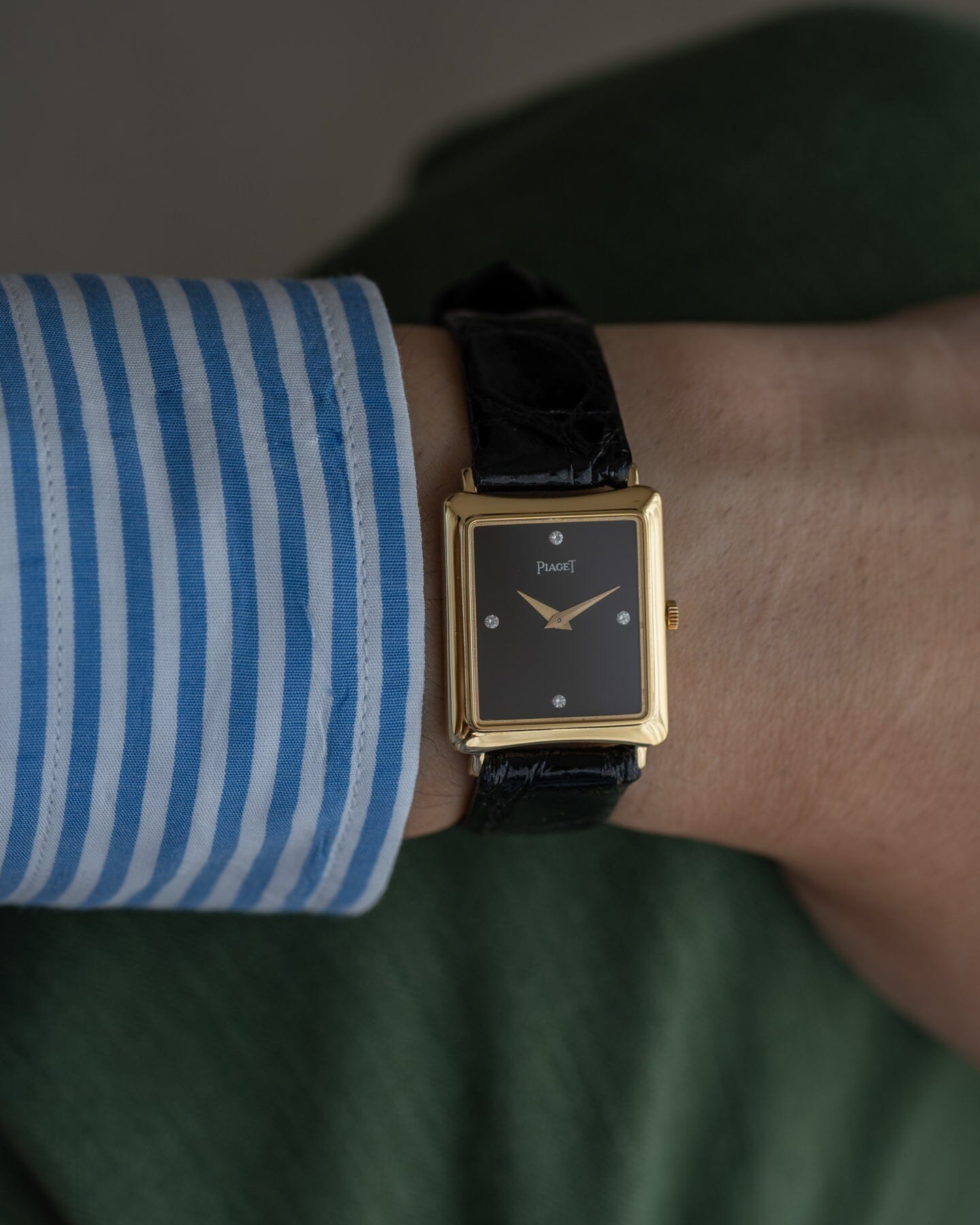 Piaget レクタングル 9254 YG ブラックダイアル 4Pダイヤ Watch PIAGET