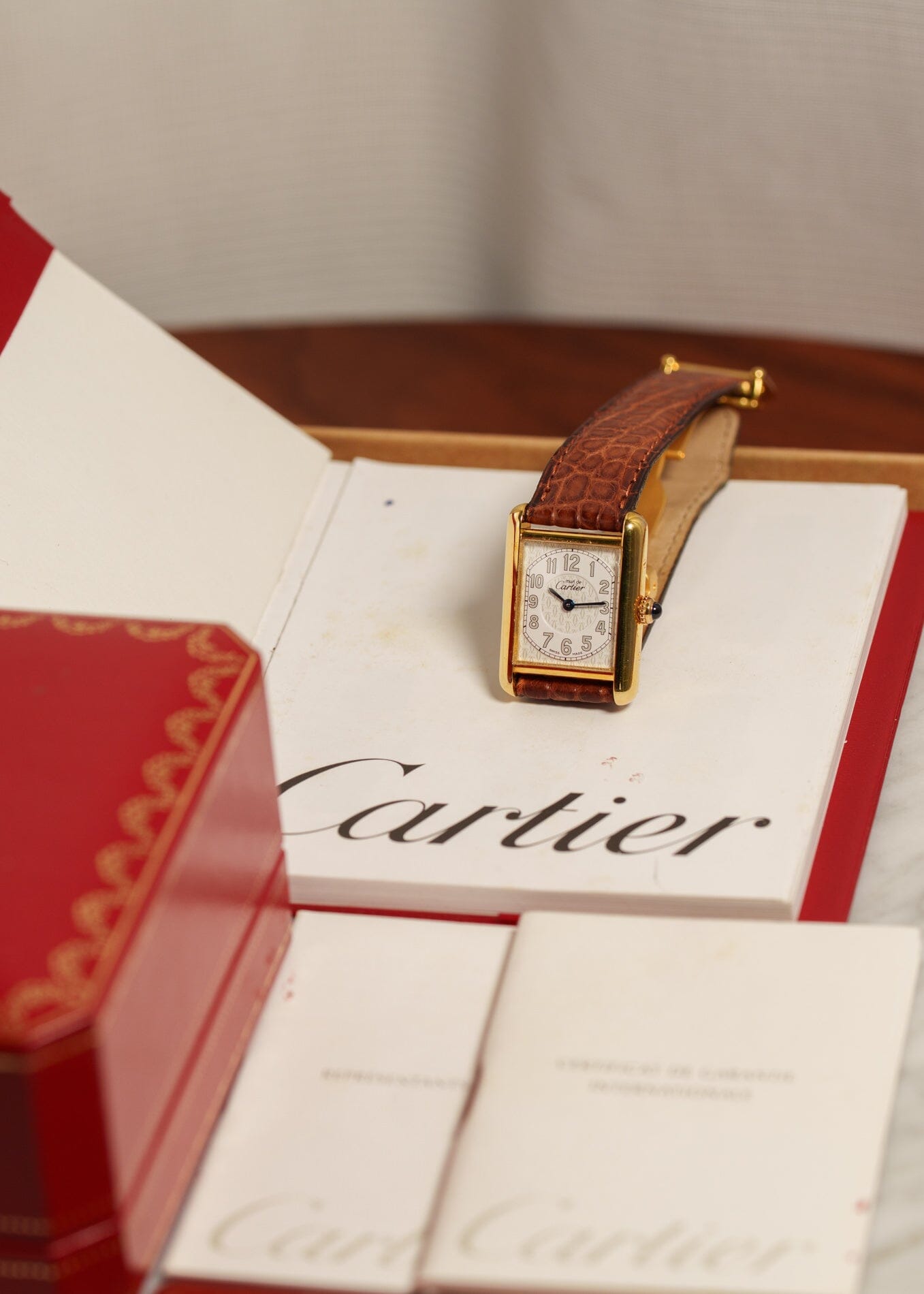 カルティエ マストタンク SM 2415 ビッグアラビア QZ 箱保証書付き Watch CARTIER