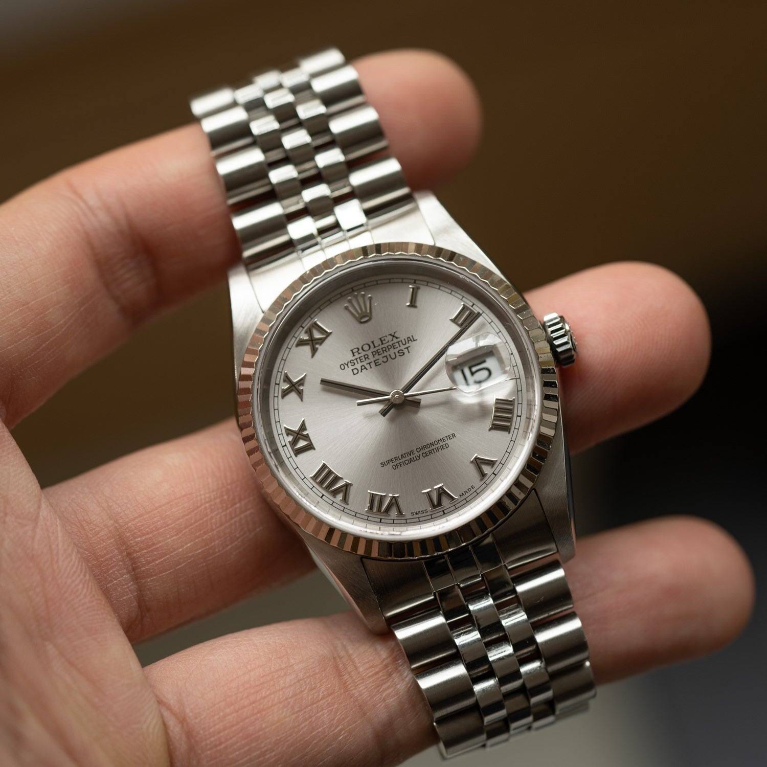 ROLEX Datejust 16234 Silver Roman Box and Paper - Arbitro