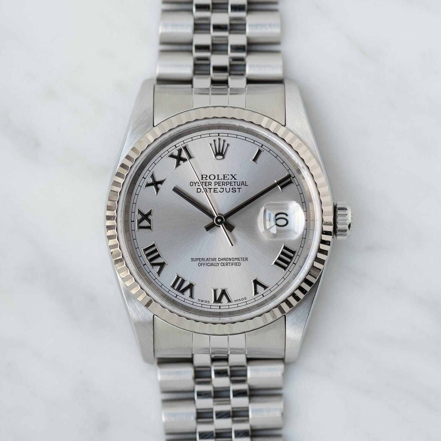 ROLEX Datejust 16234 Silver Roman Box and Paper - Arbitro