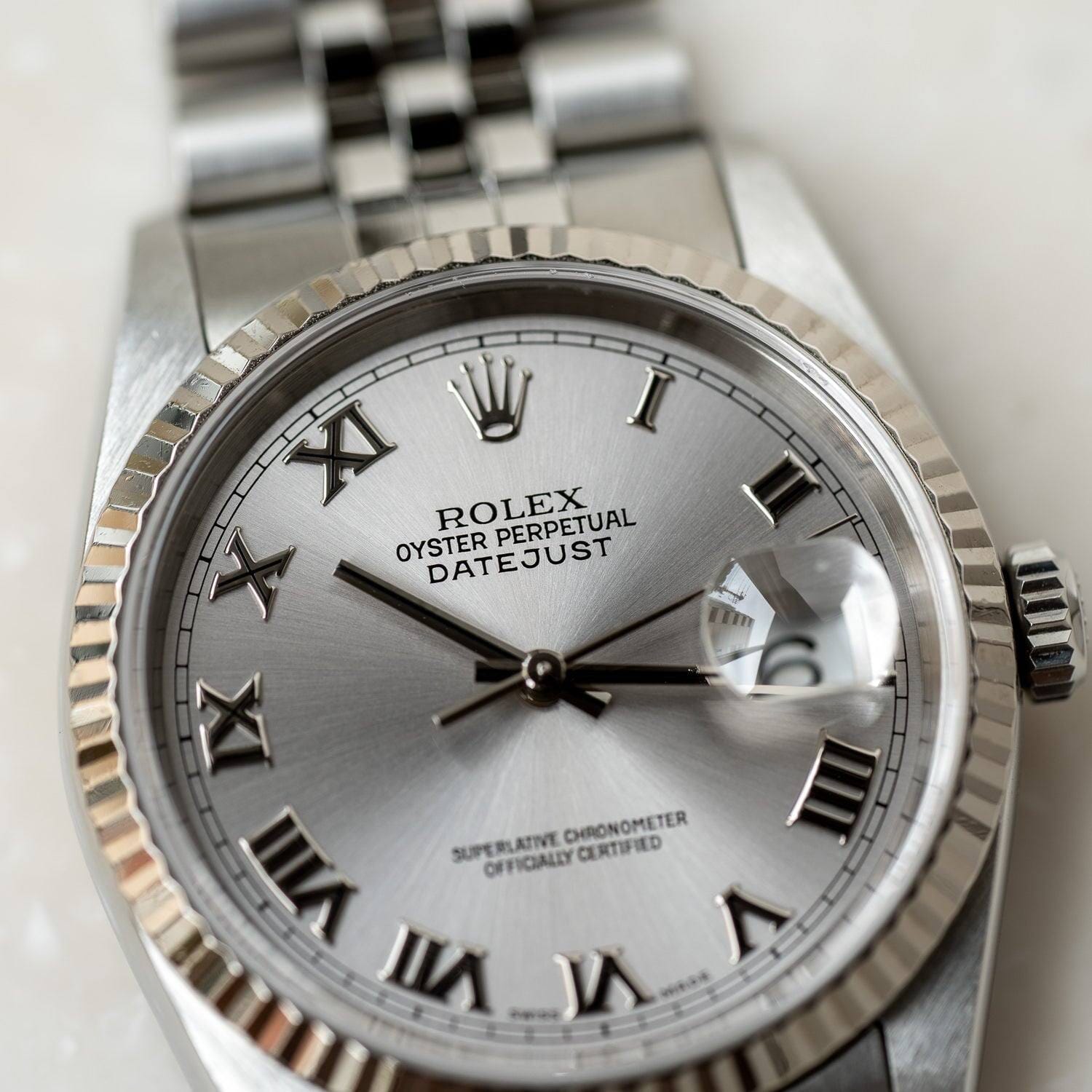 ROLEX Datejust 16234 Silver Roman Box and Paper - Arbitro