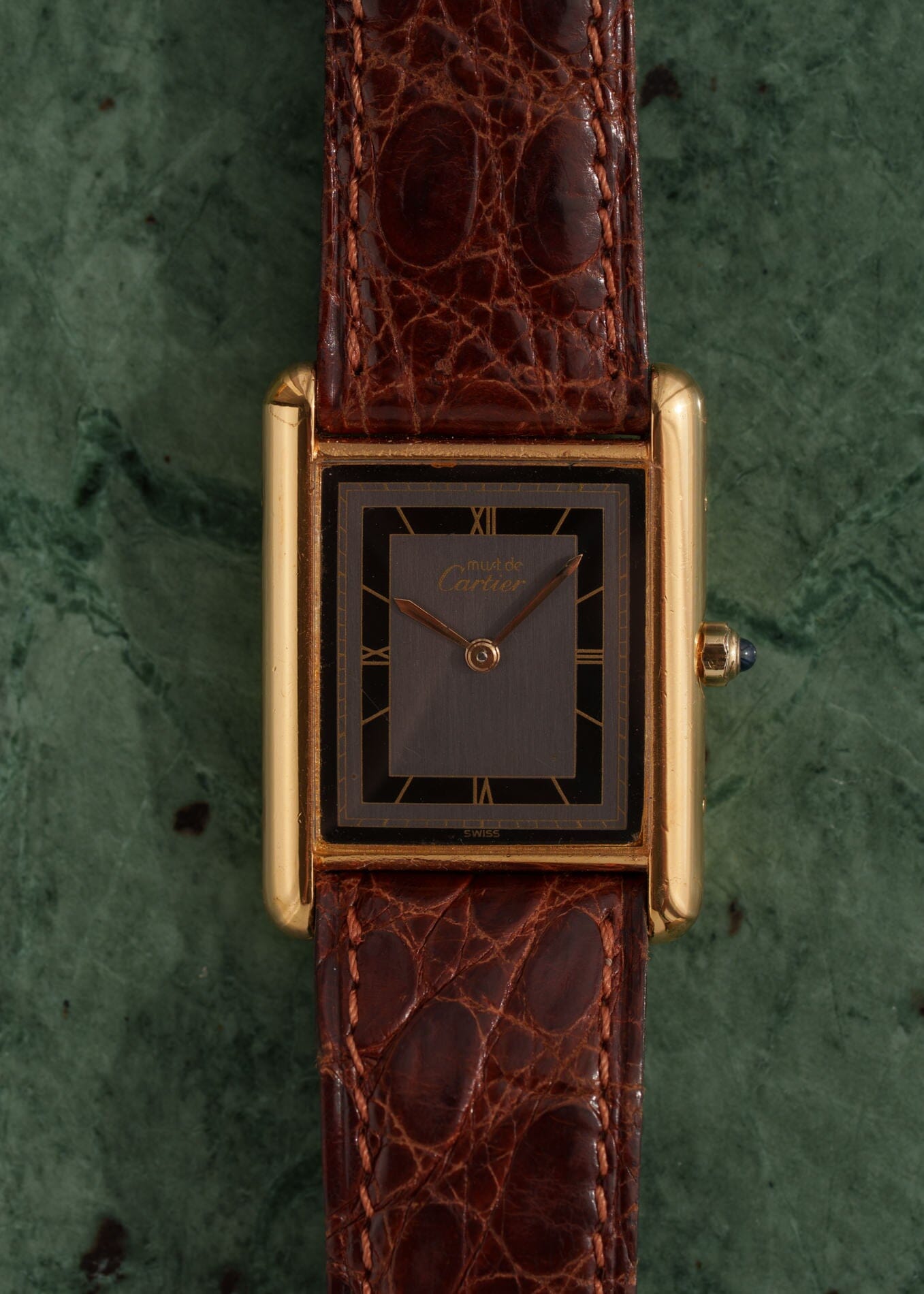カルティエ マストタンク LM グレー QZ Watch CARTIER 
