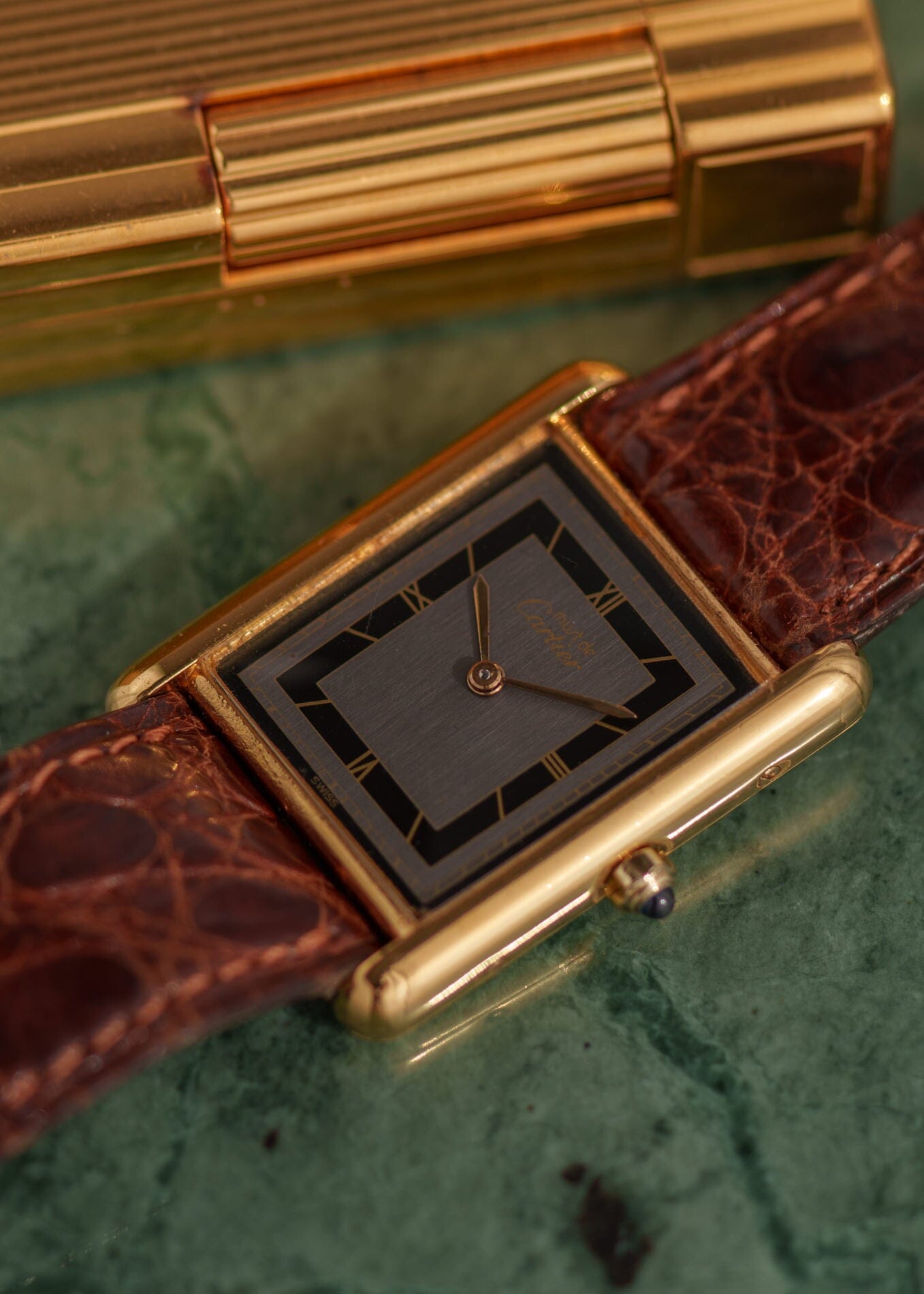 カルティエ マストタンク LM グレー QZ Watch CARTIER 
