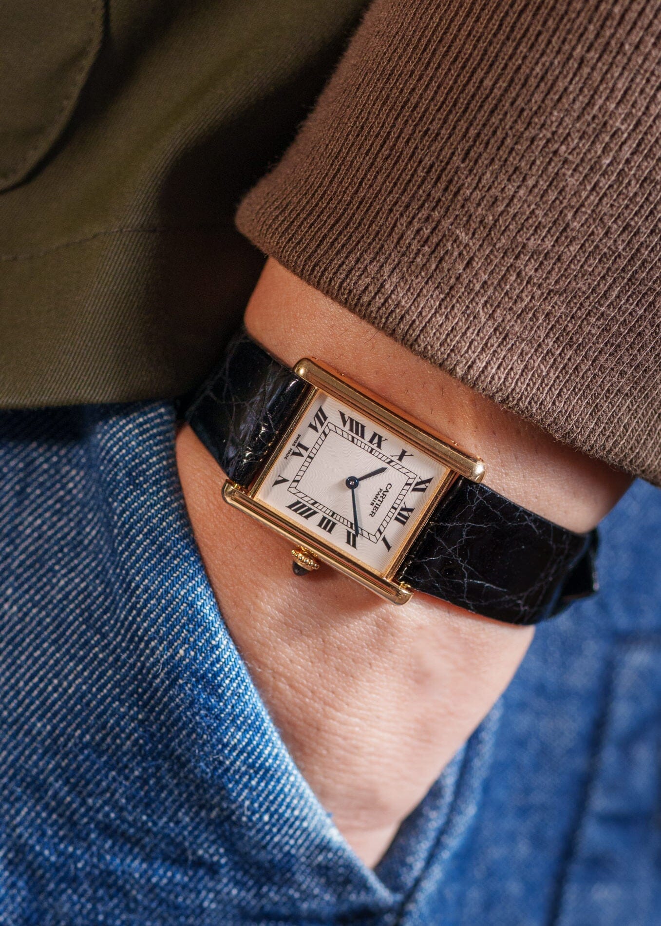 Cartier タンク ルイ カルティエ LM YG CPCP 1600B 箱付き Watch CARTIER 