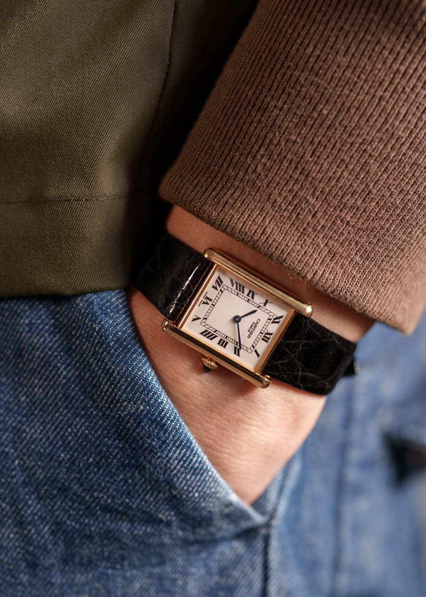 Cartier タンク ルイ カルティエ LM YG CPCP 1600B 箱付き Watch CARTIER 