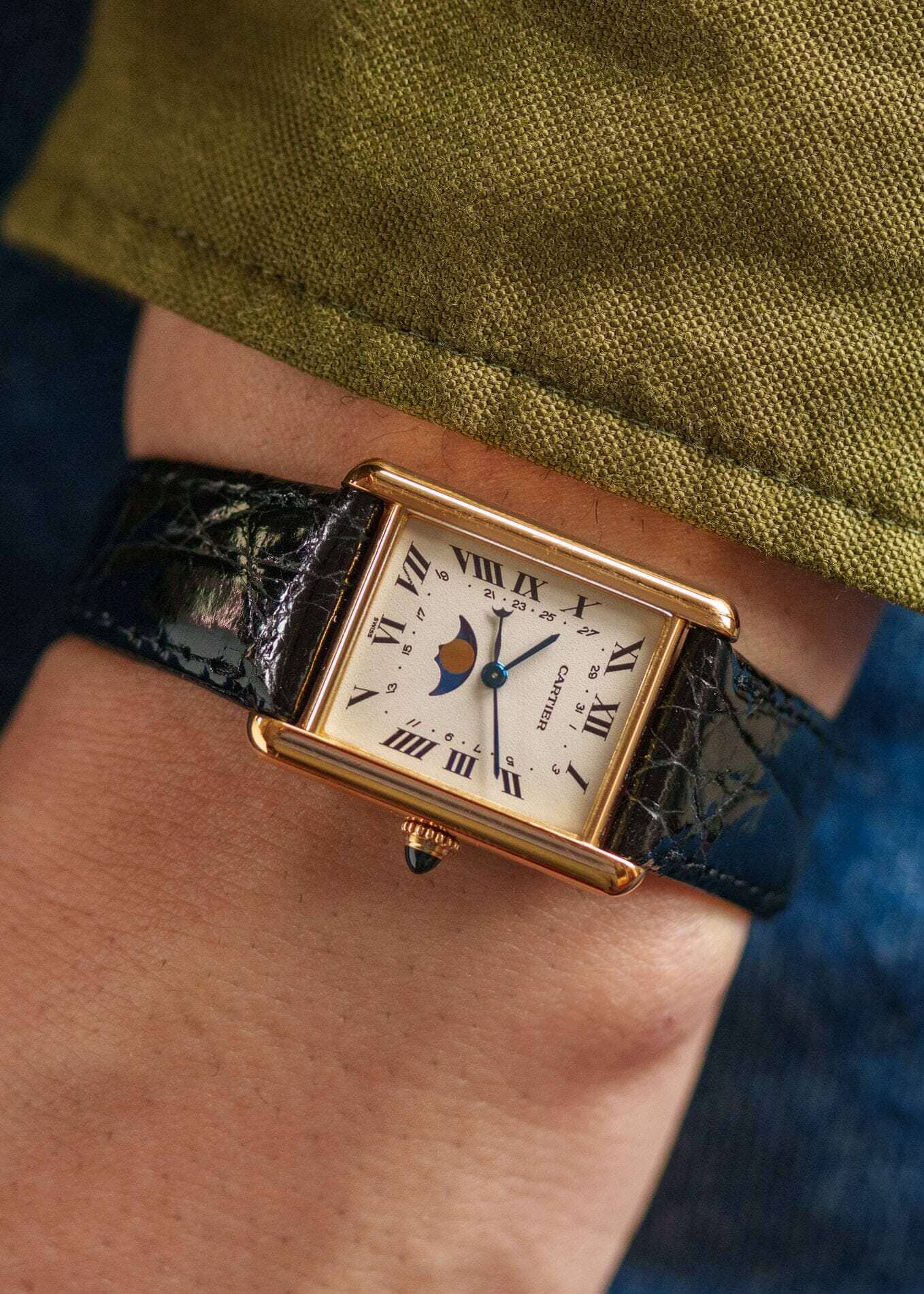 Cartier タンク ルイ カルティエ LM 819001 YG ムーンフェイズ Dバックル付き Watch CARTIER 