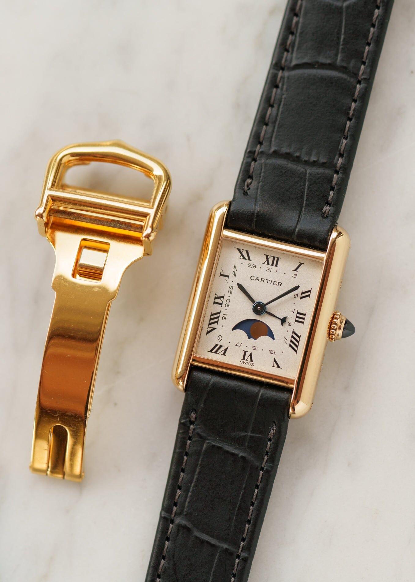 Cartier タンク ルイ カルティエ SM 819003 YG ムーンフェイズ Watch CARTIER 
